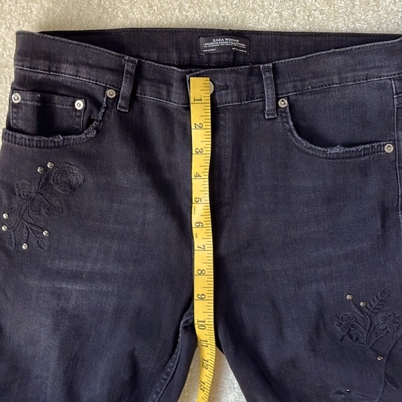 Zara Premium Denim Collection Jeans Embroidered black on black with stud details - Picture 8 of 11